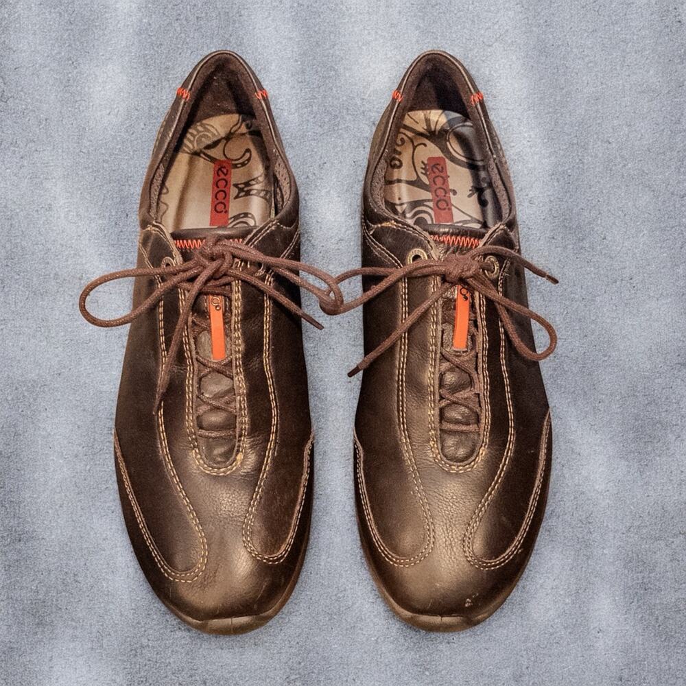 Vintage Y2K ECCO Brown Leather Lace Up Comfort Shoes Women’s US 7.5 EU 38